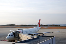 広島空港に駐機するJA8659